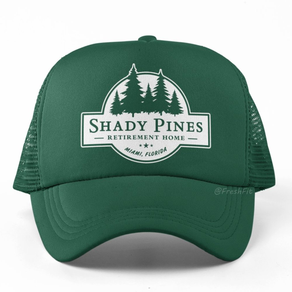 🆕Shady Pines Retirement Home Foam Trucker Hat Mesh Snapback Cap Dark Green